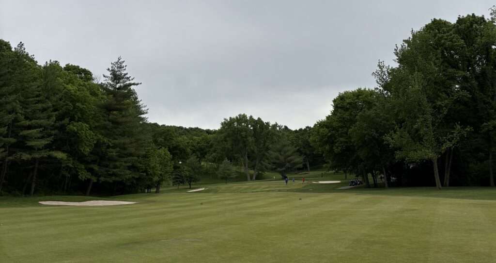 golf hole with trees